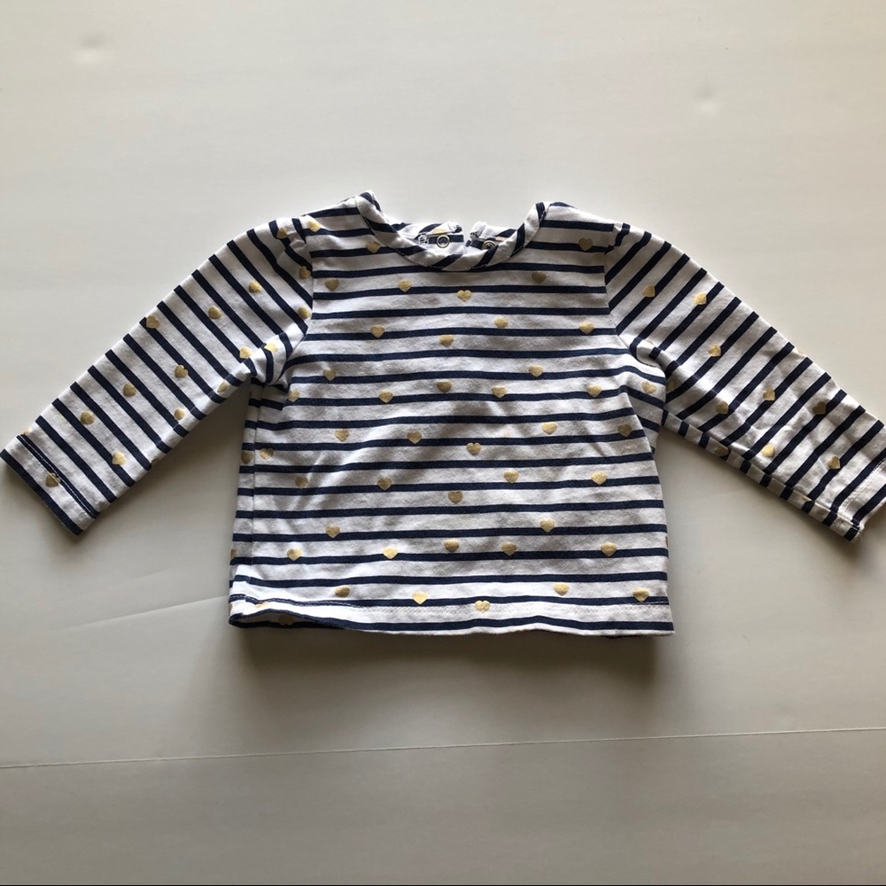 4/$10 Little Me Striped Long Sleeve w/ Gold Heart
